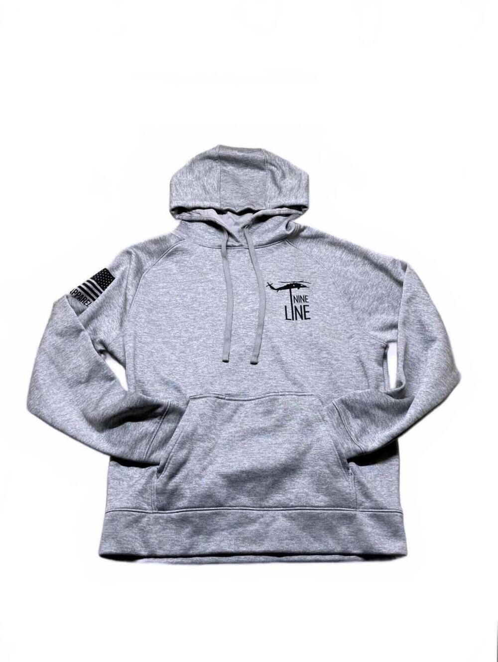 Nine Line Apparel Gray Tailgater Hoodie with American Flag Design